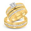 Image 1 : 10kt Yellow Gold His & Hers Round Diamond Solitaire Matching Bridal Wedding Ring Band Set 1/3 Cttw