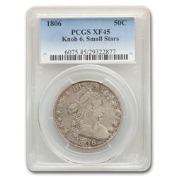 1806 Draped Bust Half Dollar XF-45 PCGS (Knob 6, Small Stars)