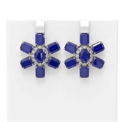 35.99 ctw Sapphire & Diamond Earrings 18K White Gold