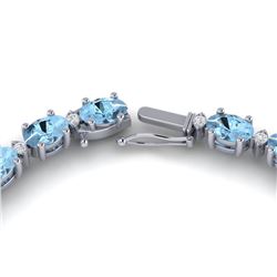24 ctw Aquamarine & VS/SI Diamond Eternity Necklace 10k White Gold