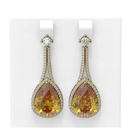 20.9 ctw Canary Citrine & Diamond Earrings 18K Yellow Gold