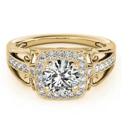 1.3 ctw Certified VS/SI Diamond Halo Ring 14k Yellow Gold