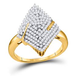 10kt Yellow Gold Womens Round Diamond Pointed Oval Arched Cluster Ring 1/2 Cttw