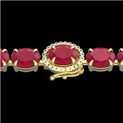 37 ctw Ruby & VS/SI Diamond Eternity Micro Bracelet 14k Yellow Gold