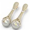 Image 3 : 4.28 ctw Diamond & Pearl Earrings 18K Yellow Gold