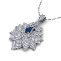 3 ctw Sapphire & Micro Pave VS/SI Diamond Necklace 18k White Gold