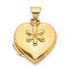 Image 1 : 14k Yellow Gold Heart with Flower Dangle Locket - 15 mm