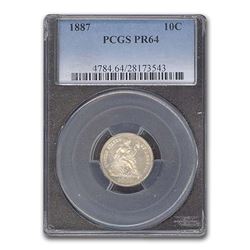 1887 Liberty Seated Dime PR-64 PCGS