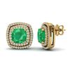 Image 2 : 4.95 ctw Emerald & Micro Pave VS/SI Diamond Earrings 18k Yellow Gold