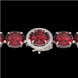65 ctw Pink Tourmaline & Micro Diamond Bracelet 14k White Gold