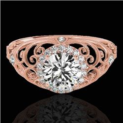 1.22 ctw Certified Diamond Solitaire Halo Ring 10k Rose Gold