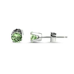 14k White Gold 4 mm Peridot Stud Earrings