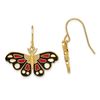 Image 1 : 14k Yellow Gold Polished Enameled Butterfly Dangle Earrings