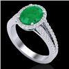 Image 2 : 3 ctw Emerald & Micro VS/SI Diamond Halo Solitaire Ring 18k White Gold