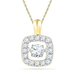 10kt Yellow Gold Womens Round Diamond Square Moving Twinkle Pendant 1/4 Cttw