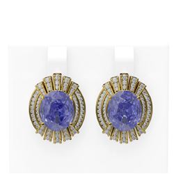 11.58 ctw Tanzanite & Diamond Earrings 18K Yellow Gold