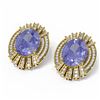 Image 3 : 11.58 ctw Tanzanite & Diamond Earrings 18K Yellow Gold
