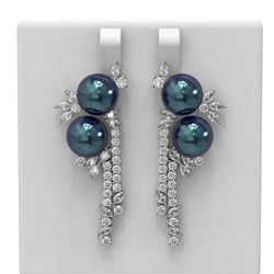6.17 ctw Diamond & Pearl Earrings 18K White Gold