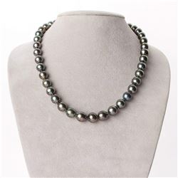 Dark Silver and Green Peacock Baroque Tahitian Pearl Necklace, 18", 8.3-10.9mm, AA+/AAA Quality