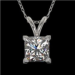 1 ctw Certified VS/SI Quality Princess Diamond Necklace 10k White Gold