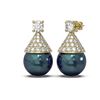 Image 2 : 2.86 ctw Diamond & Pearl Earrings 18K Yellow Gold