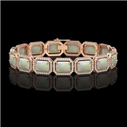 24.37 ctw Opal & Diamond Micro Pave Halo Bracelet 10k Rose Gold
