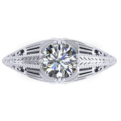 1 ctw Solitaire Certified VS/SI Diamond Ring Art Deco 14k White Gold