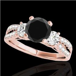 1.75 ctw Certified VS Black Diamond 3 Stone Ring 10k Rose Gold
