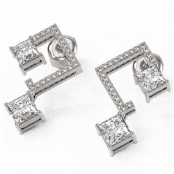 3 ctw Princess Diamond Earrings 18K White Gold