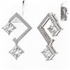 Image 3 : 3 ctw Princess Diamond Earrings 18K White Gold