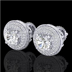 2.35 ctw VS/SI Diamond Solitaire Art Deco Stud Earrings 18k White Gold
