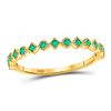 Image 1 : 10kt Yellow Gold Womens Round Emerald Square Dot Stackable Band Ring 1/5 Cttw