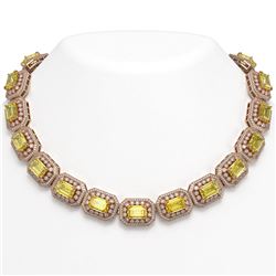 110.45 ctw Canary Citrine & Diamond Victorian Necklace 14K Rose Gold