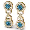 Image 2 : 4 ctw SI/I Intense Blue Diamond Earrings 18K Yellow Gold