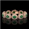 Image 1 : 49.17 ctw Emerald & Diamond Victorian Bracelet 14K Rose Gold