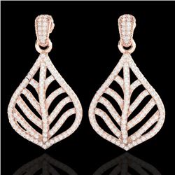 2.50 ctw Micro Pave VS/SI Diamond Earrings Designer 14k Rose Gold