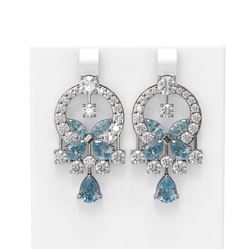 13.98 ctw Aquamarine & Diamond Earrings 18K White Gold
