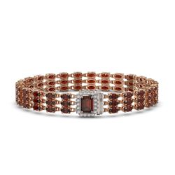 21.51 ctw Garnet & Diamond Bracelet 14K Rose Gold