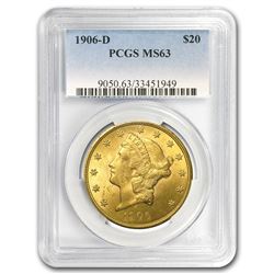 1906-D $20 Liberty Gold Double Eagle MS-63 PCGS