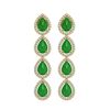 Image 1 : 6.20 ctw Jade & Diamond Micro Pave Halo Earrings 10k Yellow Gold