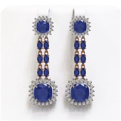 19.88 ctw Sapphire & Diamond Earrings 14K Rose Gold