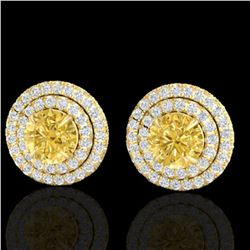 2 ctw Citrine & Micro Pave VS/SI Diamond Stud Earrings 18k Yellow Gold