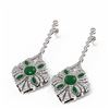 Image 3 : 4.19 ctw Emerald & Diamond Earrings 18K White Gold
