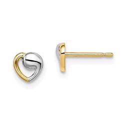 14k & White Rhodium Heart Post Earrings - 39 mm