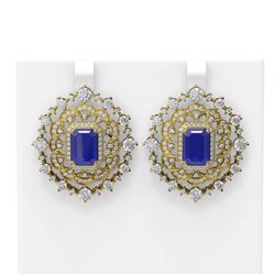 18.43 ctw Sapphire & Diamond Earrings 18K Yellow Gold