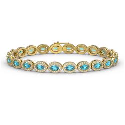 10.76 ctw Swiss Topaz & Diamond Micro Pave Halo Bracelet 10k Yellow Gold