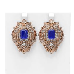 15.07 ctw Sapphire & Diamond Earrings 18K Rose Gold