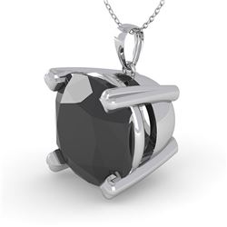 6.0 ctw Cushion Black Diamond Designer Necklace 14k White Gold