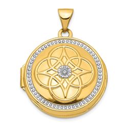 14k Yellow Gold w/ White Rhodium 22 mm Diamond Locket Pendant