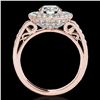 Image 2 : 2.25 ctw Certified Diamond Solitaire Halo Ring 10k Rose Gold